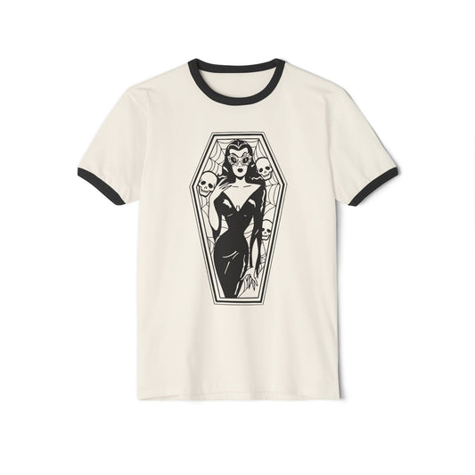 Vampira ringer coffin shirt